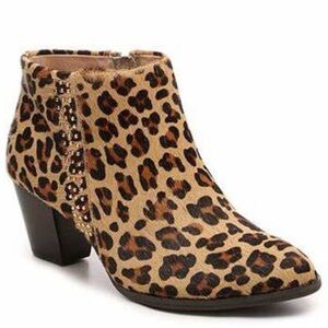 Vionic Leopard Georgia Calf Hair Leather Ankle Boot Sz 10 Orthaheel Technology